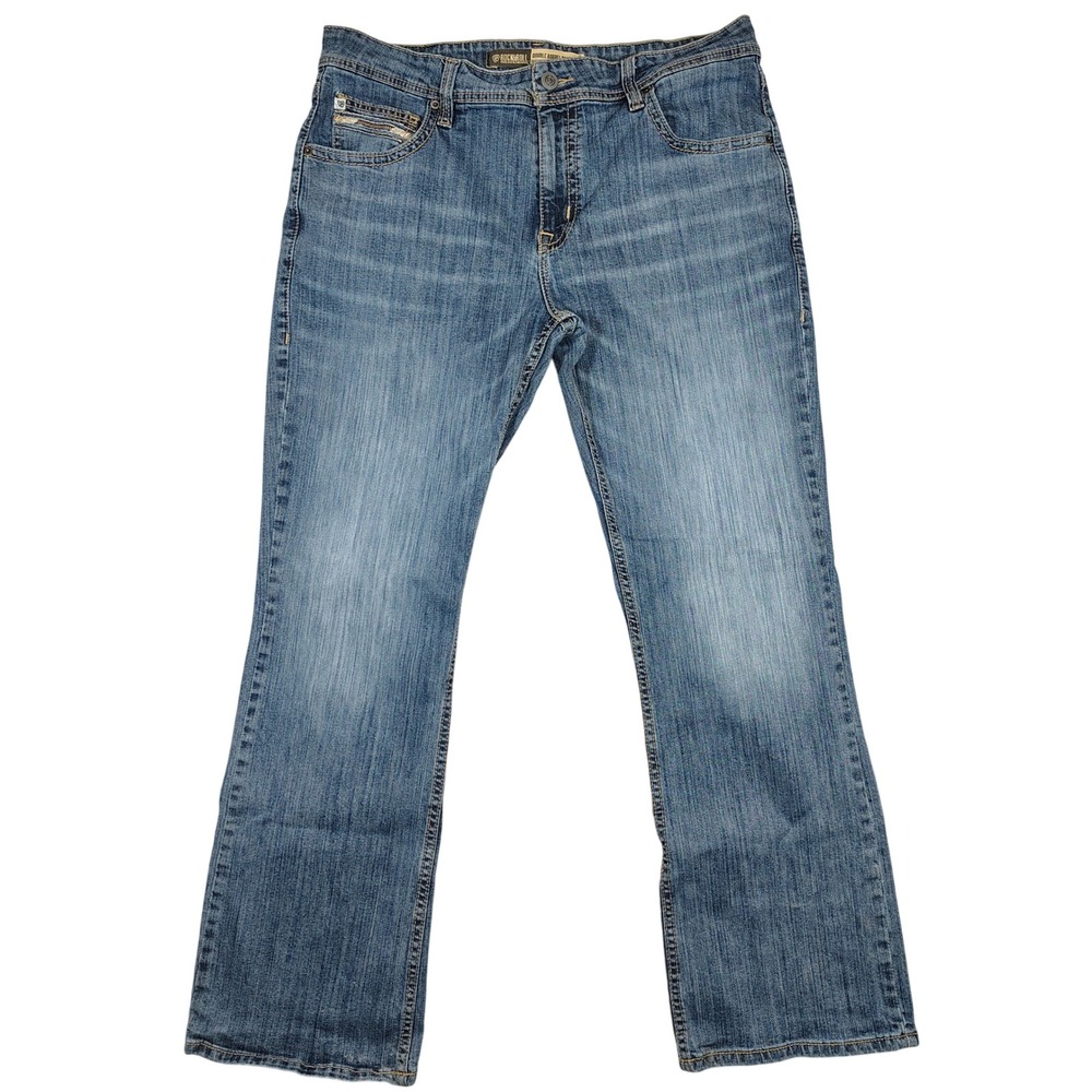 Rock & Roll Denim Bootcut Men 38x34 Blue Relaxed Double Barrel Stretch Denim